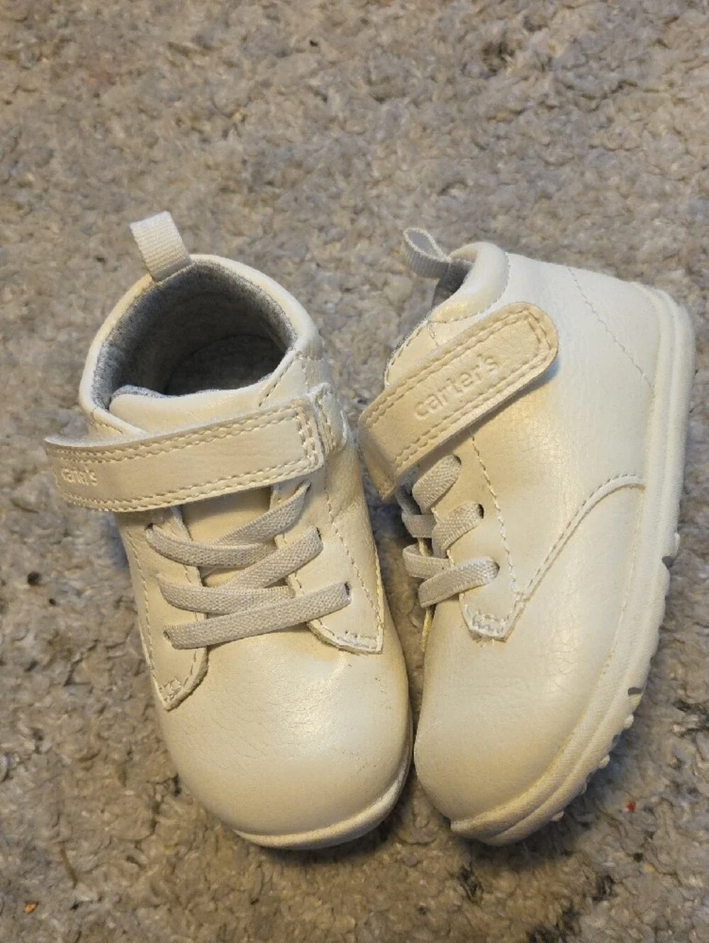 Carter's Cream Hook-and-Loop Lace-Look Baby Walker Shoes